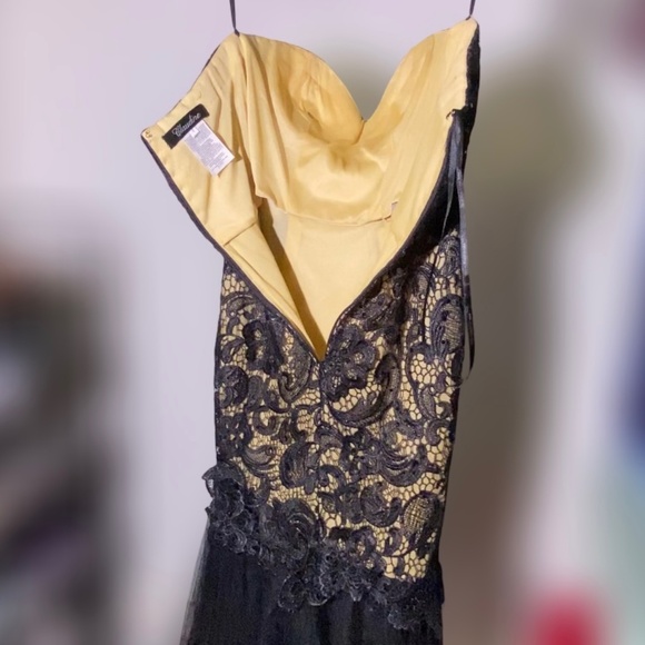 Alyce Paris Claudine, Black Nude Lace Mermaid Strapless Designer Dress SZ 0 - Picture 14 of 16